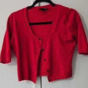 Vibrant Red Cropped Cardigan with V-Neck